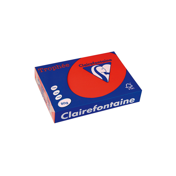 Clairefontaine Kopierpapier Trophee 1782C kirschrot intensiv A4 80g 3329680178203 Clairefontaine 500 Blatt