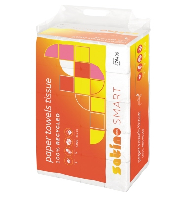 Falthandt&uuml;cher Satino Smart 276499, 24x23cm, 2-lagig, Zickzack (V-Falz), wei&szlig;, Recyclingpapier