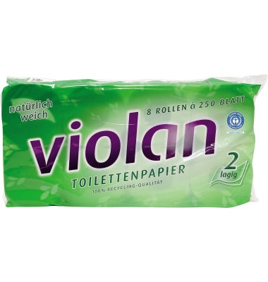 Toilettenpapier Violan 1530804 2lg. 250Bl. 8 Rl.Pack.