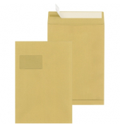 Faltentaschen 30002484, C4, mit Fenster, 20mm-Falte, haftklebend, 125g, braun