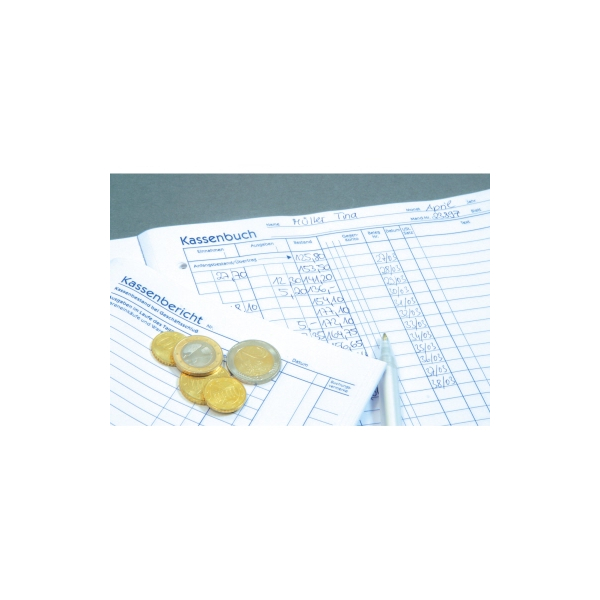 4004182012260 - Avery® Zweckform Kassenbuch 1226 Format A4 DATEV-konform mit Ausfüllhilfe & 1 Blatt Blaupapier perforiert & gelocht Blauer Engel weiß 100 Blatt