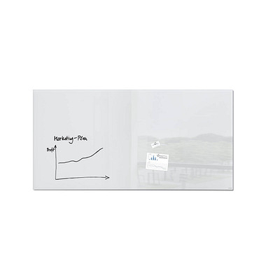 Glas-Magnetboard artverum, GL225, 200x100cm, Tempered Glas, Rückseite Metall, Glas