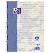 Collegeblock 400158972 Recycling, Lineatur 27 / liniert mit Rand innen/außen, A4+, 90g, blau, 80 Blatt