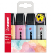 Textmarker BOSS ORIGINAL Pastel, 70/4-4, Etui, 4-farbig sortiert, 2-5mm Keilspitze