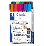 Boardmarker Lumocolor 351, 351B-10, Etui, 10-farbig sortiert, 2mm Rundspitze