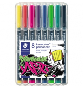 Folienstift Lumocolor, 318 WP8-1, 8-farbig sortiert, 0,6mm, Rundspitze, teils nachf&uuml;llbar