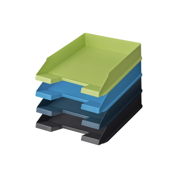 5 Stück Herlitz Briefablage classic recycling 50033959, A4/C4, dunkelblau, Polystyrol/recycelter Kunststoff stapelbar 4008110261355 Herlitz