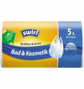 Müllbeutel 3290 Bad & Kosmetik, transparent, 5 Liter, mit Griff, reißfest