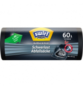 Müllsäcke 215768 Profi Reißfest & Dicht Schwerlast, schwarz, 60 Liter, mit Zugband, extrastark