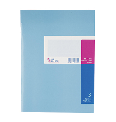 Spaltenbuch 86-11031, A4, 40 Blatt / 80 Seiten, mit Kopfleiste, 3 Spalten &uuml;ber 1 Seite