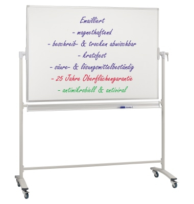 Stativdrehtafel-Whiteboard ST3804, 180x120cm, emailliert, Aluminiumrahmen