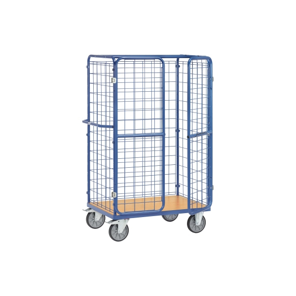 4017976858333 - Paketwagen mit 3 Drahtgitterwänden und Doppelflügeltüren Höhe 1800mm 1200x800mm - Fetra