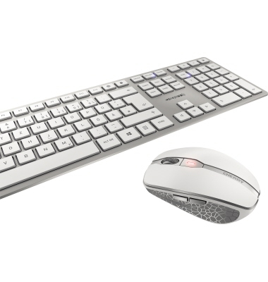 CHERRY Maus-Tastatur-Set DW9100 SLIM JD-9100DE-1 weiß/silber