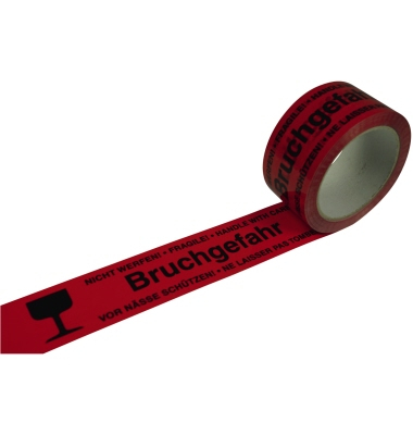 Signalpackband 790320, Bruchgefahr, 50mm x 66m, 28my, rot