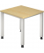 Schreibtisch Q-Serie, manuell h&ouml;henverstellbar, 68-83,5cm (H), 80x80cm (BxT), quadratisch, ahorn / silber