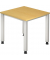 Schreibtisch Q-Serie, manuell h&ouml;henverstellbar, 68-83,5cm (H), 80x80cm (BxT), quadratisch, buche / silber