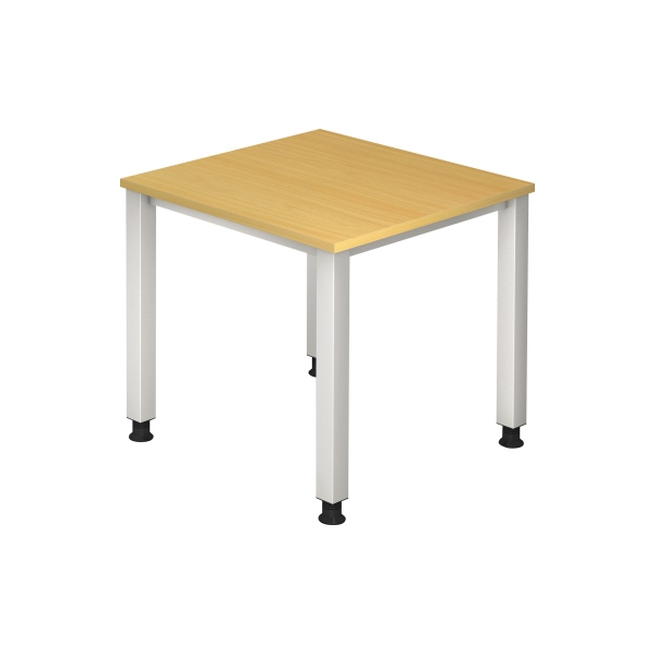 4032062004456 - Schreibtisch Q-Serie VQS08 6 manuell höhenverstellbar 685-81cm (H) 80x80cm (BxT) rechteckig buche   silber 4032062004456 H