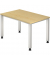 Schreibtisch Q-Serie, manuell höhenverstellbar, 68,5-81cm (H), 120x80cm (BxT), rechteckig, ahorn / silber