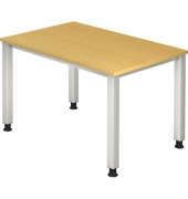 Schreibtisch Q-Serie, manuell höhenverstellbar, 68,5-81cm (H), 120x80cm (BxT), rechteckig, buche / silber