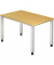 Schreibtisch Q-Serie, manuell h&ouml;henverstellbar, 68-83,5cm (H), 120x80cm (BxT), rechteckig, buche / silber