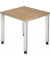 Schreibtisch Q-Serie, manuell höhenverstellbar, 68,5-81cm (H), 80x80cm (BxT), rechteckig, nussbaum / silber