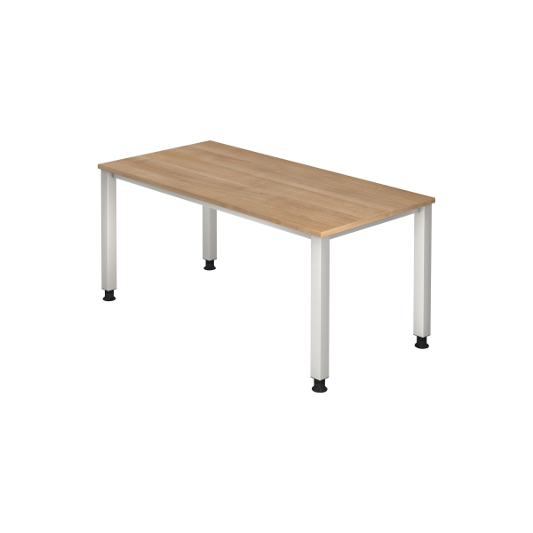 4032062021620 - Schreibtisch Q-Serie VQS16 N manuell höhenverstellbar  160x80cm (BxT) rechteckig nussbaum   Silber 4032062021620 Hammerbache