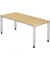 Schreibtisch Q-Serie, manuell höhenverstellbar, 68,5-81cm (H), 180x80cm (BxT), rechteckig, ahorn / silber