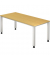 Schreibtisch Q-Serie, manuell h&ouml;henverstellbar, 68-83,5cm (H), 180x80cm (BxT), rechteckig, buche / silber