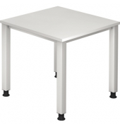 Schreibtisch Q-Serie, manuell höhenverstellbar, 68,5-81cm (H), 80x80cm (BxT), rechteckig, weiß / silber