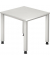Schreibtisch Q-Serie, manuell h&ouml;henverstellbar, 68-83,5cm (H), 80x80cm (BxT), quadratisch, wei&szlig; / silber