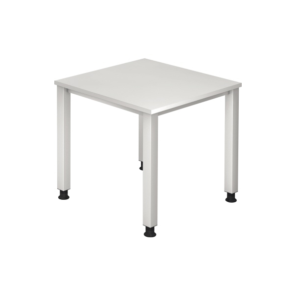 4032062119587 - Schreibtisch Q-Serie VQS08 W manuell höhenverstellbar 685-81cm (H) 80x80cm (BxT) rechteckig weiß   silber 4032062119587 Ha