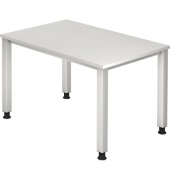 Schreibtisch Q-Serie, manuell höhenverstellbar, 68,5-81cm (H), 120x80cm (BxT), rechteckig, weiß / silber
