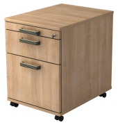 Rollcontainer VAC20/N/N/SG Solid, nussbaum, 3 Schubladen, Holz, melaminharzbeschichtet, abschlie&szlig;bar