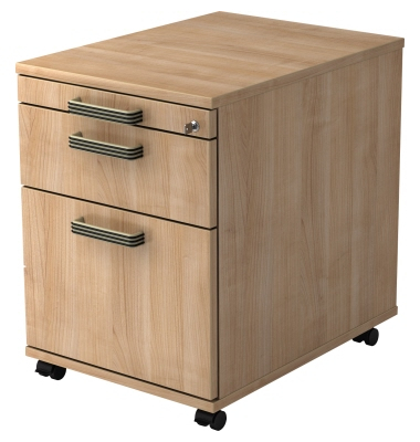 Rollcontainer VAC20/N/N/SG Solid, nussbaum, 3 Schubladen, Holz, melaminharzbeschichtet, abschlie&szlig;bar