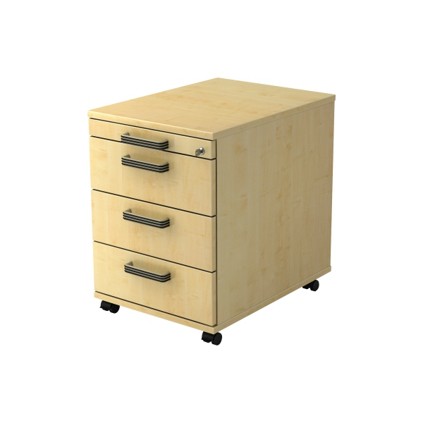 4032062120750 - Rollcontainer TOPAS LINE 3 Schübe 1 Utensilienauszug abschließbar Ahorn-Dekor Ahorn-Dekor T 580 mm