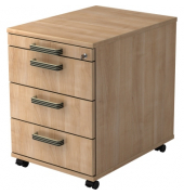 Rollcontainer VAC30/N/N/SG Solid, nussbaum, 4 Schubladen, 3-Schicht Spanplatten, melaminharzbeschichtet, abschlie&szlig;bar