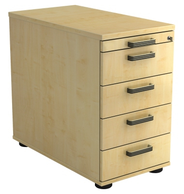 Standcontainer VSC50/3/3/SG Solid, ahorn, 5 Schubladen, 3-Schicht Spanplatten, melaminharzbeschichtet, abschlie&szlig;bar