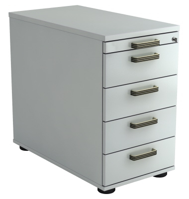 Standcontainer VSC50/5/5/SG Solid, grau, 5 Schubladen, 3-Schicht Spanplatten, melaminharzbeschichtet, abschlie&szlig;bar
