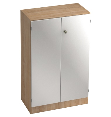 Aktenschrank V6550/N/S/SG, abschlie&szlig;bar, 3 OH, silber/nussbaum, 80x127x42cm (BxHxT)