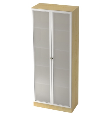 Aktenschrank Savona V6100G/3/S/SG, nein, 5 OH, silber/ransparent/ahorn, 80x200,4x42cm (BxHxT)