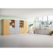 Aktenschrank Savona V6100G/6/S/SG, nein, 5 OH, silber/ransparent/buche, 80x200,4x42cm (BxHxT)