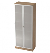 Glastürenschrank Solid V6100GWSSG 80x42x200,4cm nußbaum