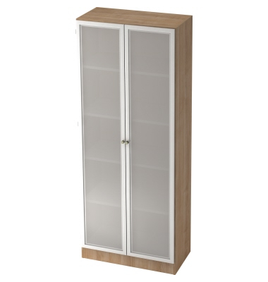 Aktenschrank Savona V6100G/N/S/SG, nein, 5 OH, silber/ransparent/nussbaum, 80x200,4x42cm (BxHxT)