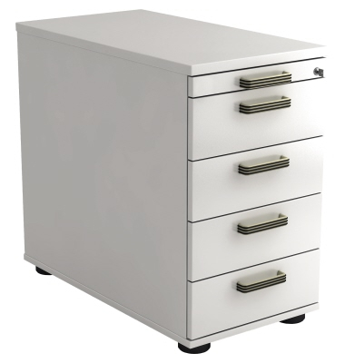 Standcontainer VSC50/W/W/SG Solid, wei&szlig;, 5 Schubladen, 3-Schicht Spanplatten, melaminharzbeschichtet, abschlie&szlig;bar