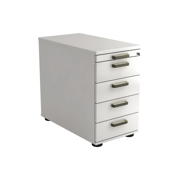 4032062135433 - Standcontainer TOPAS LINE 4 Schübe 1 Utensilienauszug abschließbar B 428 x T 800 x H 720-760 mm weiß weiß