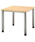Schreibtisch, manuell höhenverstellbar, 68,5-81cm (H), 80x80cm (BxT), quadratisch, ahorn / silber