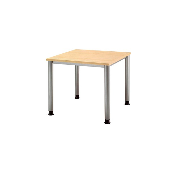 4032062139172 - Schreibtisch H-Serie manuell höhenverstellbar 68-81cm (H) 80x80cm (BxT) quadratisch ahorn   silber 4032062139172 Hammerbach