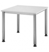 Schreibtisch, manuell höhenverstellbar, 68,5-81cm (H), 80x80cm (BxT), quadratisch, grau / silber