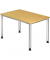 Schreibtisch, manuell höhenverstellbar, 68-81cm (H), 120x80cm (BxT), rechteckig, buche / silber