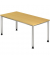 Schreibtisch, manuell höhenverstellbar, 68-81cm (H), 160x80cm (BxT), rechteckig, buche / silber